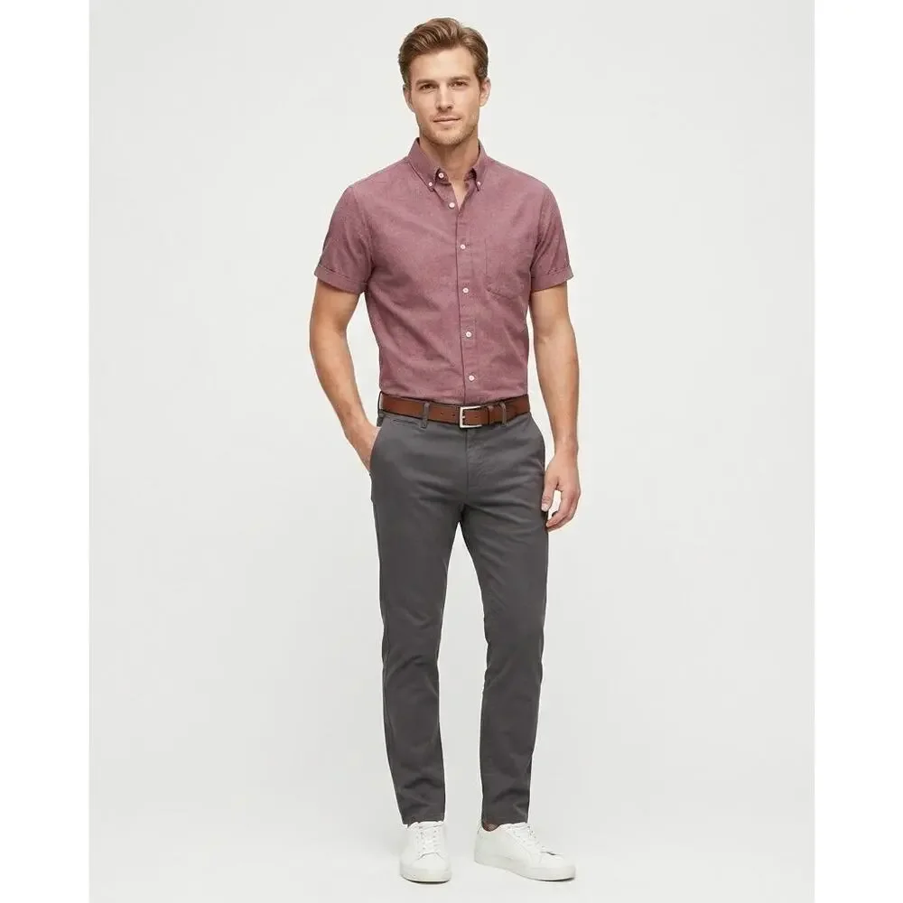 Banana Republic Slim Fit Short Sleeve Button Down Shirt Medium Red Burgundy M